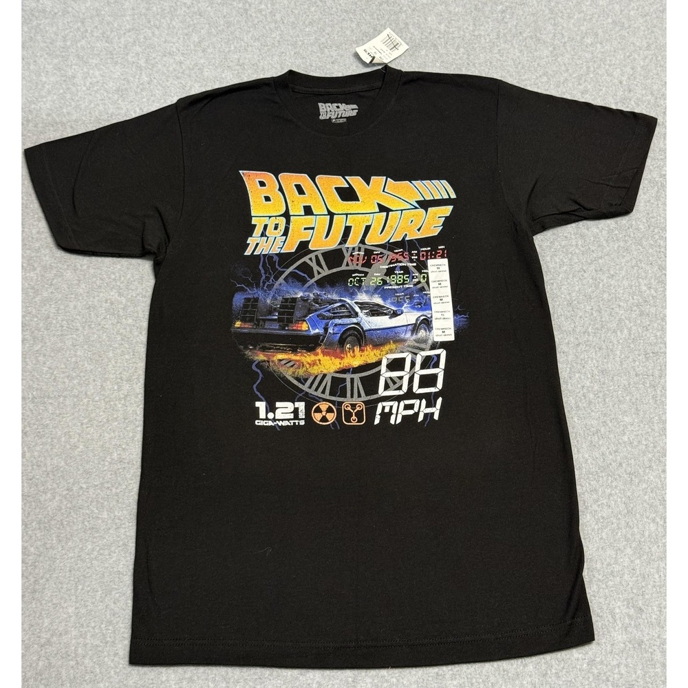 Back To The Future Shirt Mens‎ Medium Black Graphic Tee Movie 80s DeLorean Car
